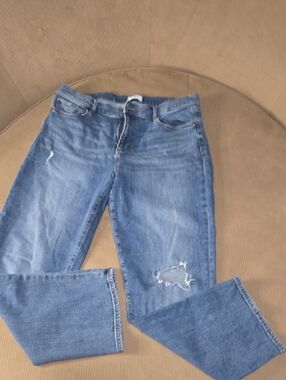 LOFT Blue Straight-Leg Distressed Jeans...SO CUTE